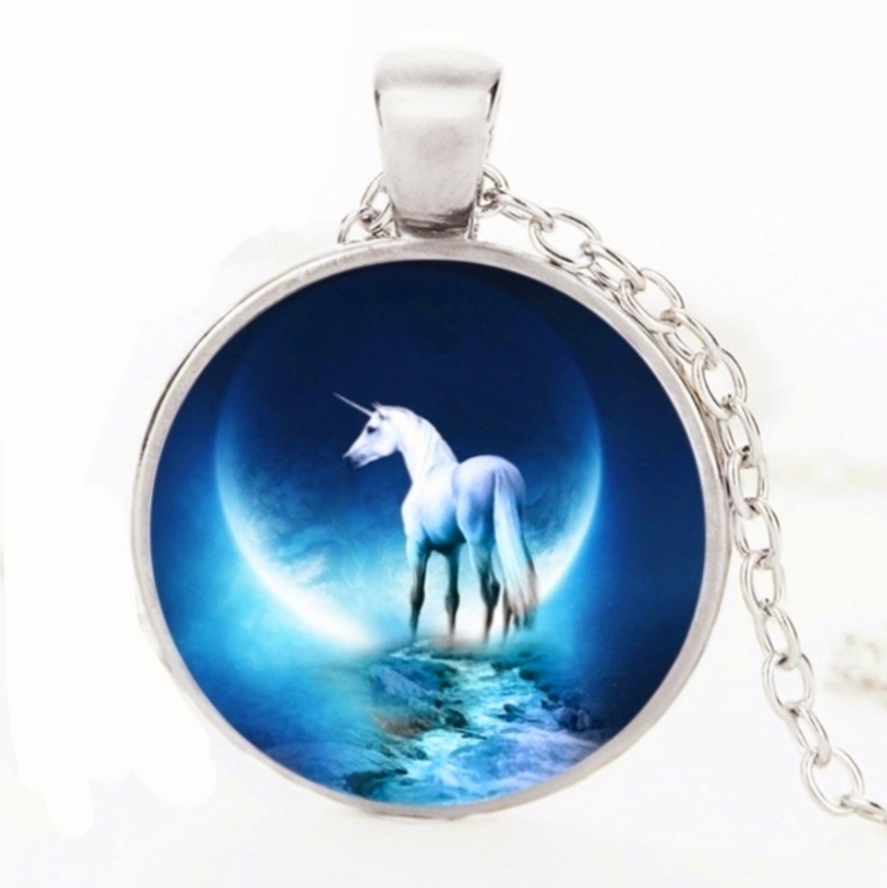 Unicorn Glass Pendant Necklace